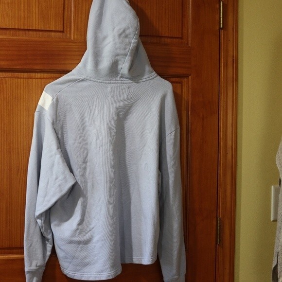 Tory Burch Tory Sport Small Blue Oversized Pullover Hoodie V-Logo Cotton - Picture 6 of 12